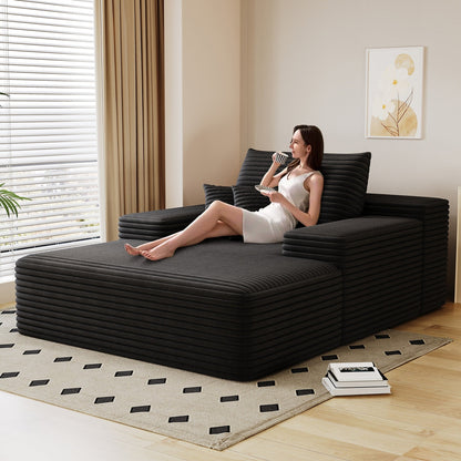 Modern Sofa bed lounger for moviebonus room,No Assembly Required,Black(Plush Corduroy Fabric)