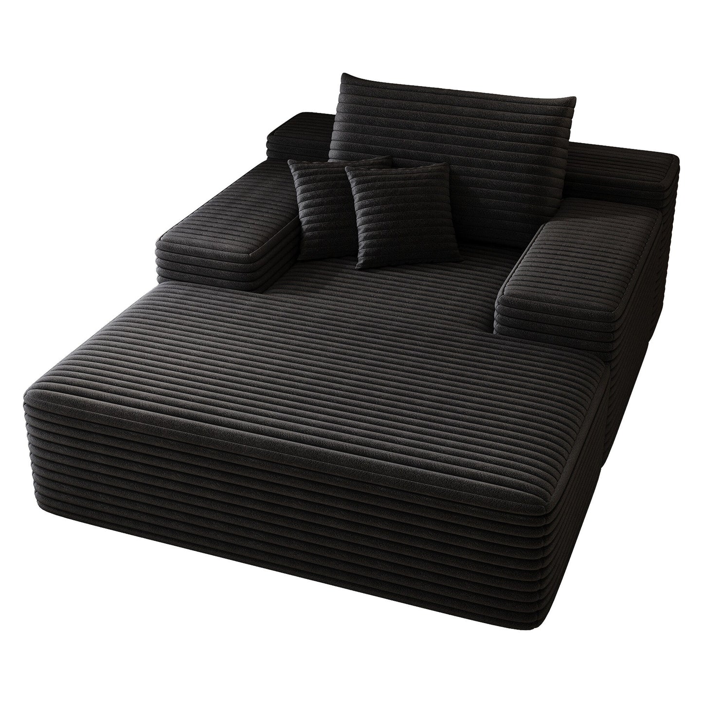 Modern Sofa bed lounger for moviebonus room,No Assembly Required,Black(Plush Corduroy Fabric)