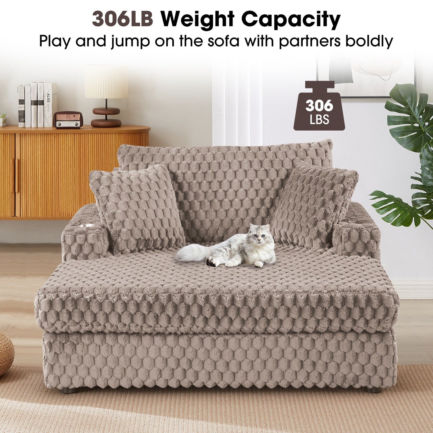 Modern Soft Indoor Chaise Lounge Couch Sofa Bed with Pillows