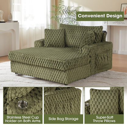 Modern Soft Indoor Chaise Lounge Couch Sofa Bed with Pillows