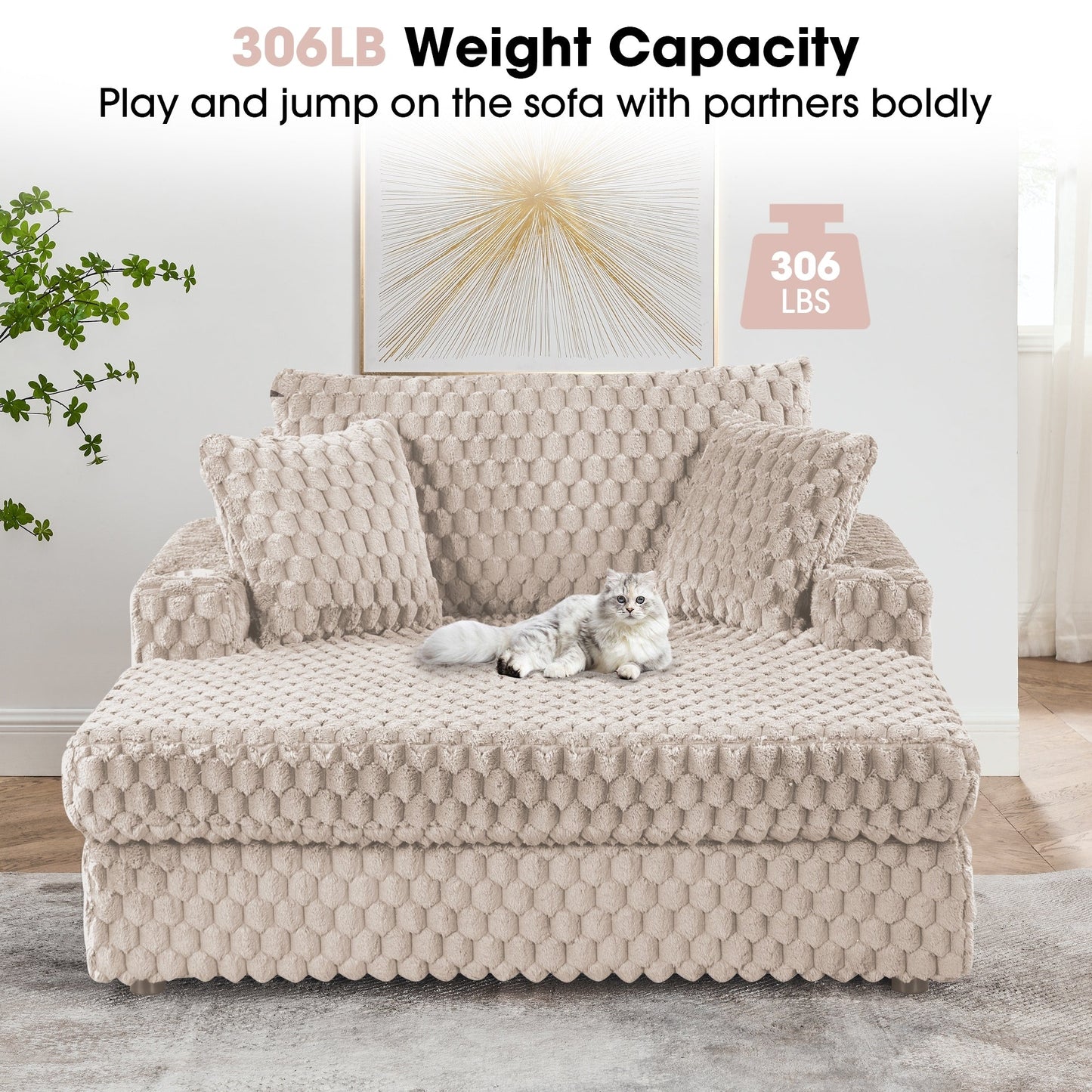 Modern Soft Indoor Chaise Lounge Couch Sofa Bed with Pillows