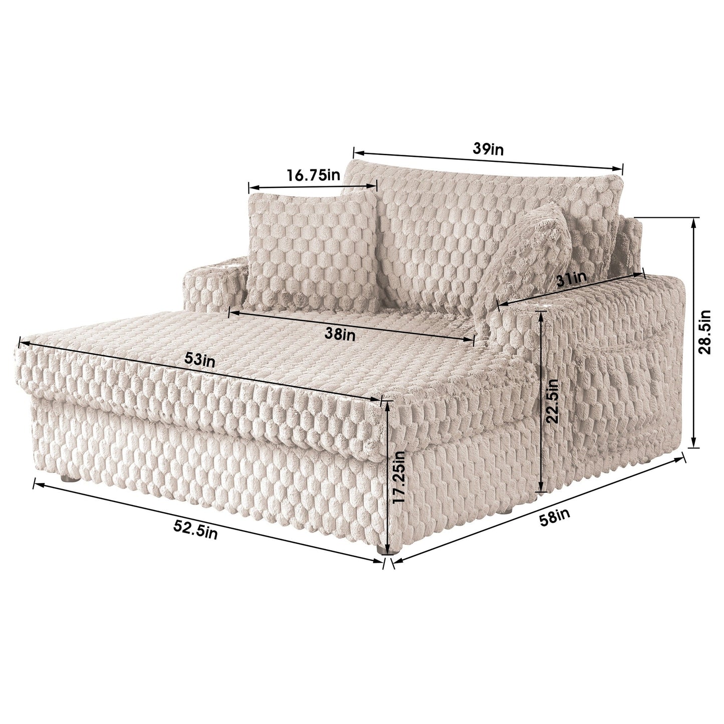 Modern Soft Indoor Chaise Lounge Couch Sofa Bed with Pillows