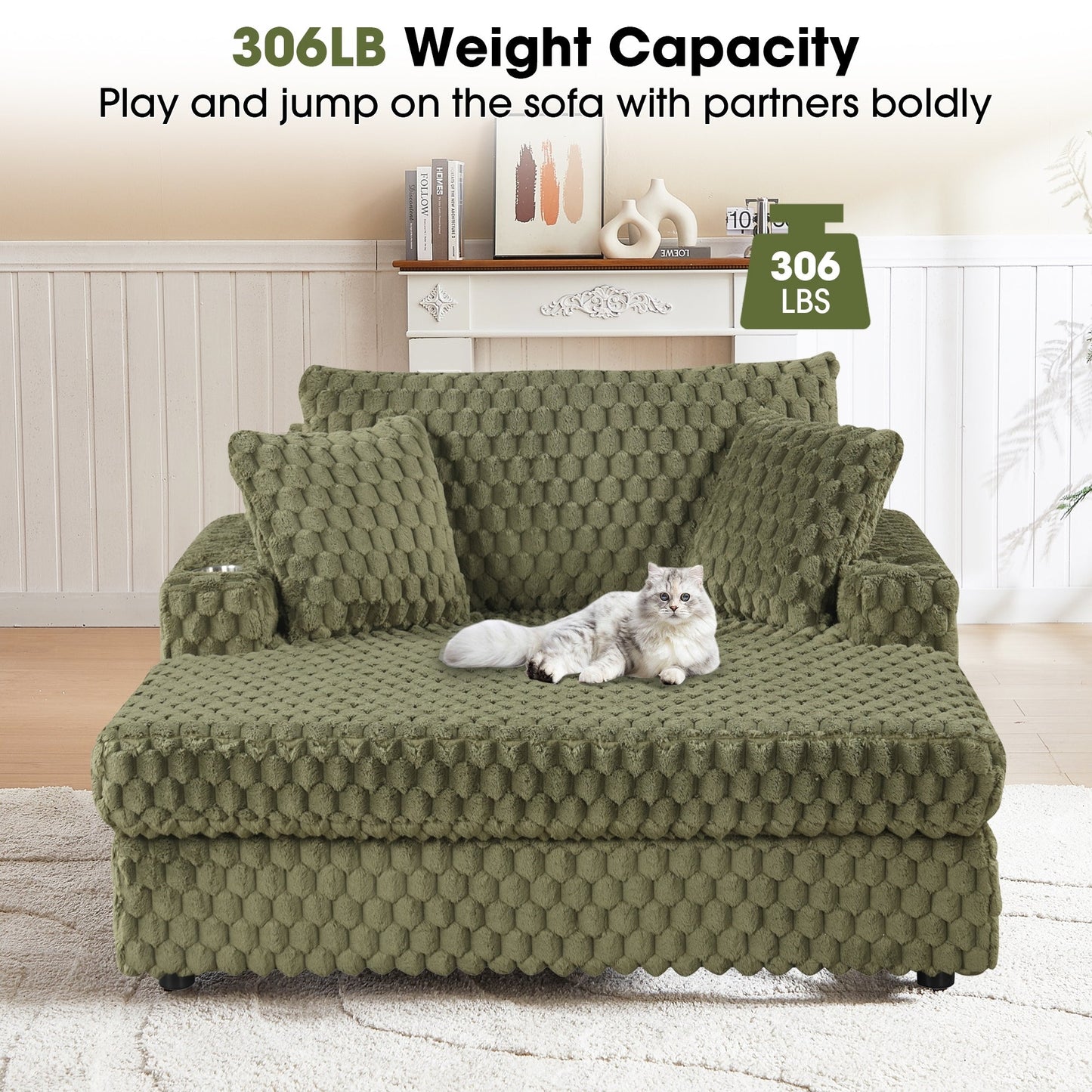 Modern Soft Indoor Chaise Lounge Couch Sofa Bed with Pillows