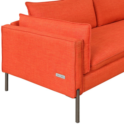 Modern Style 3 Seat Sofa Linen Fabric Upholstered Couch Furniture