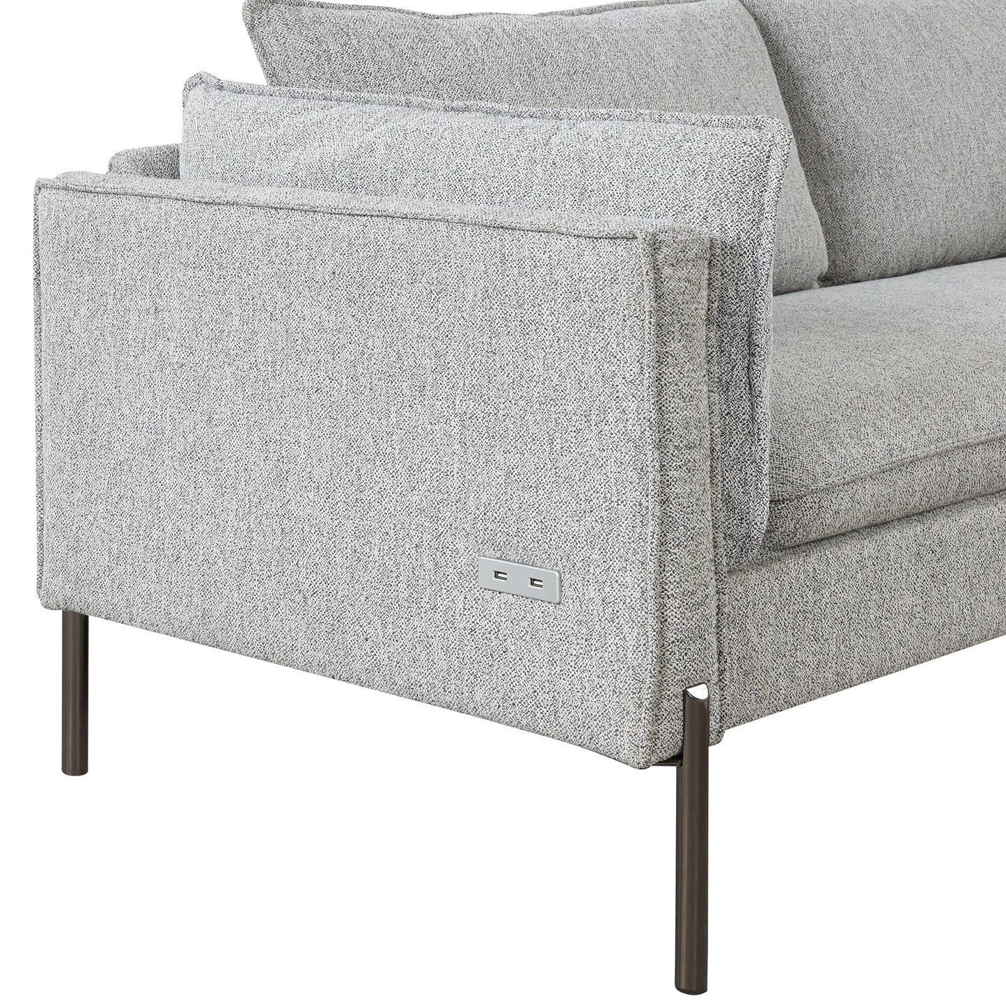 Modern Style 3 Seat Sofa Linen Fabric Upholstered Couch Furniture