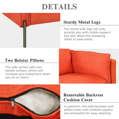 Modern Style 3 Seat Sofa Linen Fabric Upholstered Couch Furniture