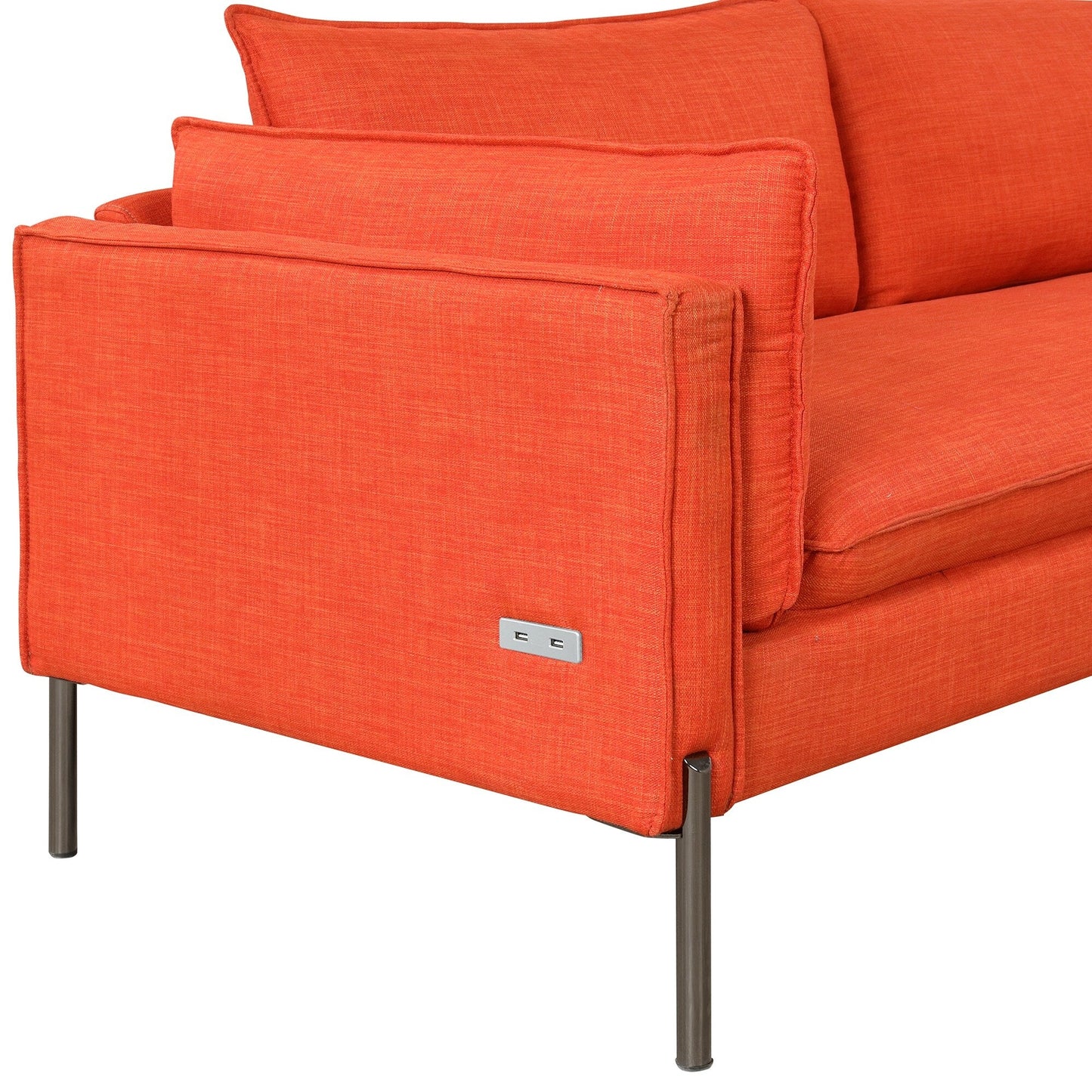 Modern Style 3 Seat Sofa Linen Fabric Upholstered Couch Furniture