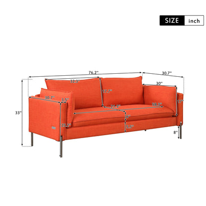 Modern Style 3 Seat Sofa Linen Fabric Upholstered Couch Furniture