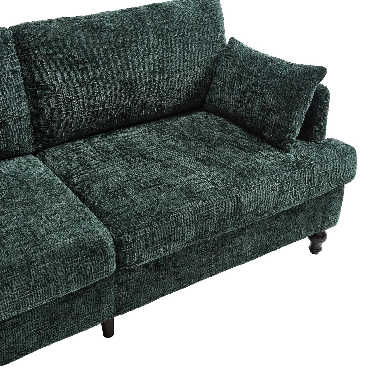 Modern Style Chenille 2-Seater Wood-Legged Sofa With Led Light, Usb Charging Port And Storage Bag Living Room Bedroom Study Room