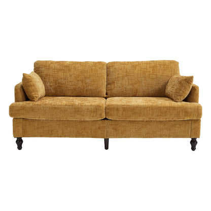 Modern Style Chenille 2-Seater Wood-Legged Sofa With Led Light, Usb Charging Port And Storage Bag Living Room Bedroom Study Room