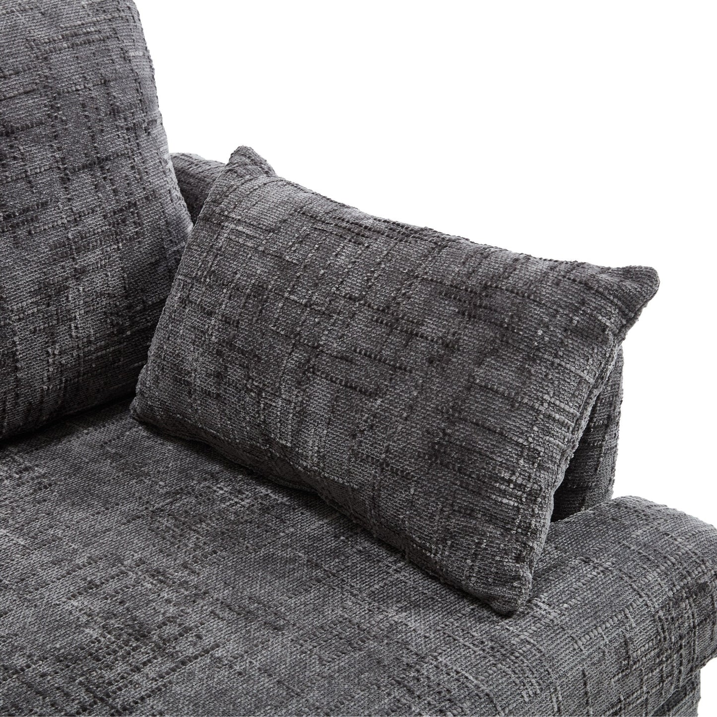 Modern Style Chenille 2-Seater Wood-Legged Sofa With Led Light, Usb Charging Port And Storage Bag Living Room Bedroom Study Room