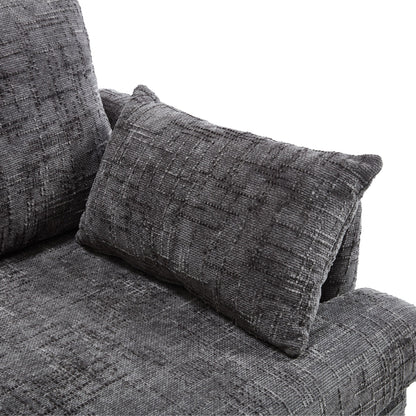 Modern Style Chenille 2-Seater Wood-Legged Sofa With Led Light, Usb Charging Port And Storage Bag Living Room Bedroom Study Room