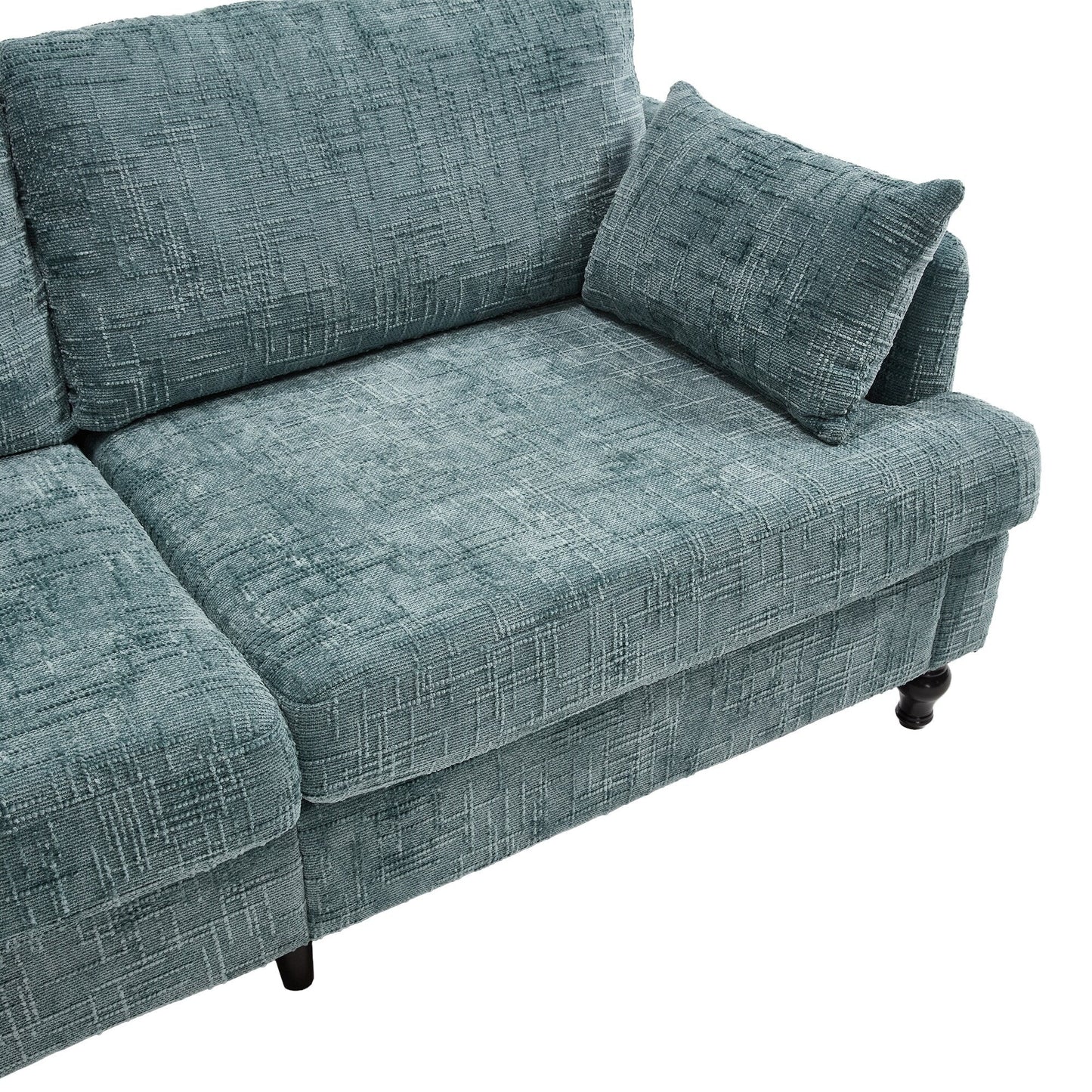 Modern Style Chenille 2-Seater Wood-Legged Sofa With Led Light, Usb Charging Port And Storage Bag Living Room Bedroom Study Room