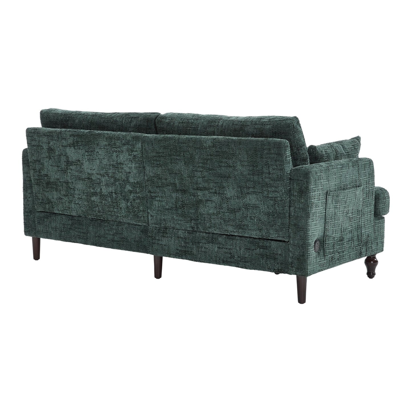 Modern Style Chenille 2-Seater Wood-Legged Sofa With Led Light, Usb Charging Port And Storage Bag Living Room Bedroom Study Room
