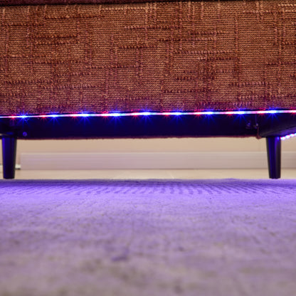 Modern Style Chenille 2-Seater Wood-Legged Sofa With Led Light, Usb Charging Port And Storage Bag Living Room Bedroom Study Room