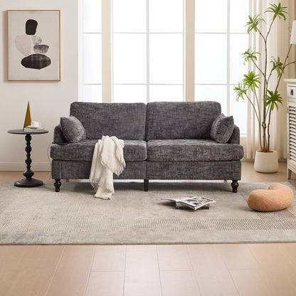 Modern Style Chenille 2-Seater Wood-Legged Sofa With Led Light, Usb Charging Port And Storage Bag Living Room Bedroom Study Room