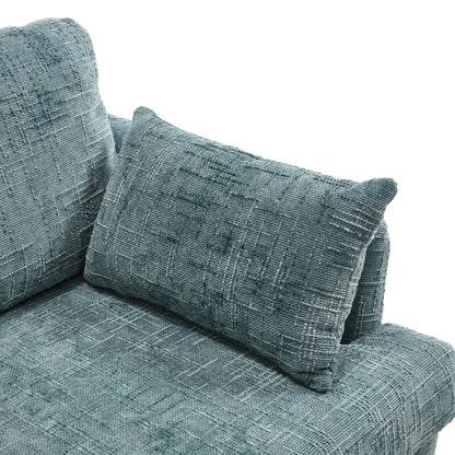Modern Style Chenille 2-Seater Wood-Legged Sofa With Led Light,USB Charging Port And Storage Bag Living Room Bedroom Study Room