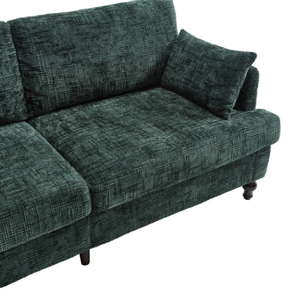 Modern Style Chenille 2-Seater Wood-Legged Sofa With Led Light,USB Charging Port And Storage Bag Living Room Bedroom Study Room