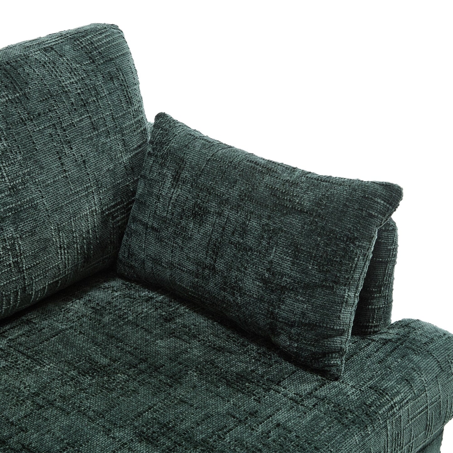 Modern Style Chenille 2-Seater Wood-Legged Sofa With Led Light,USB Charging Port And Storage Bag Living Room Bedroom Study Room