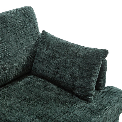 Modern Style Chenille 2-Seater Wood-Legged Sofa With Led Light,USB Charging Port And Storage Bag Living Room Bedroom Study Room