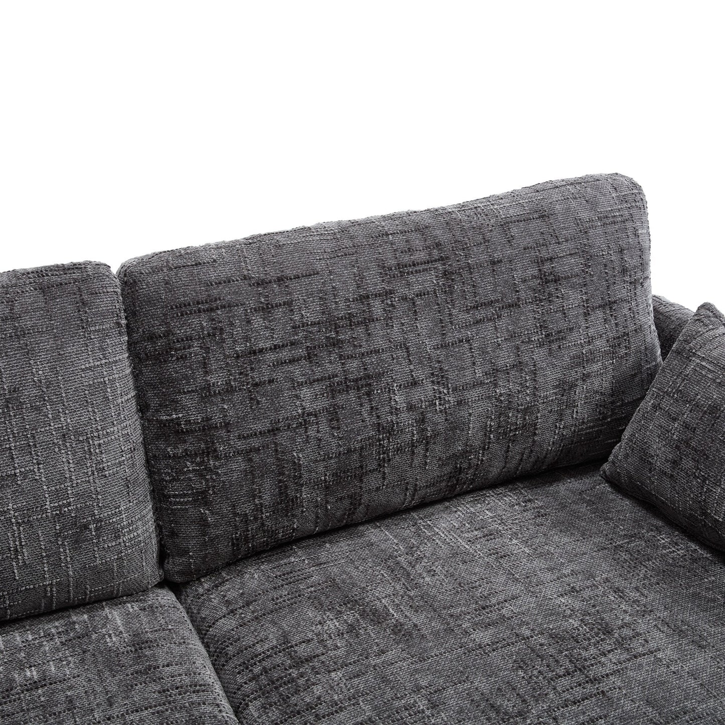 Modern Style Chenille 2-Seater Wood-Legged Sofa With Led Light,USB Charging Port And Storage Bag Living Room Bedroom Study Room