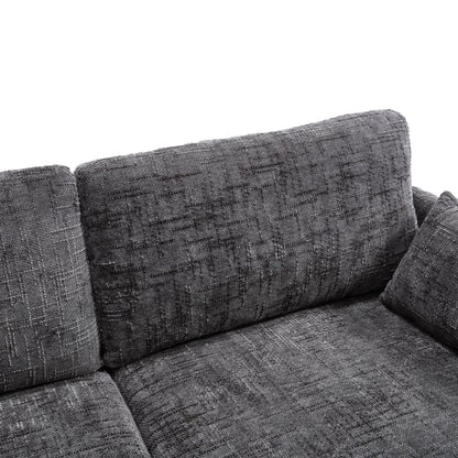 Modern Style Chenille 2-Seater Wood-Legged Sofa With Led Light,USB Charging Port And Storage Bag Living Room Bedroom Study Room