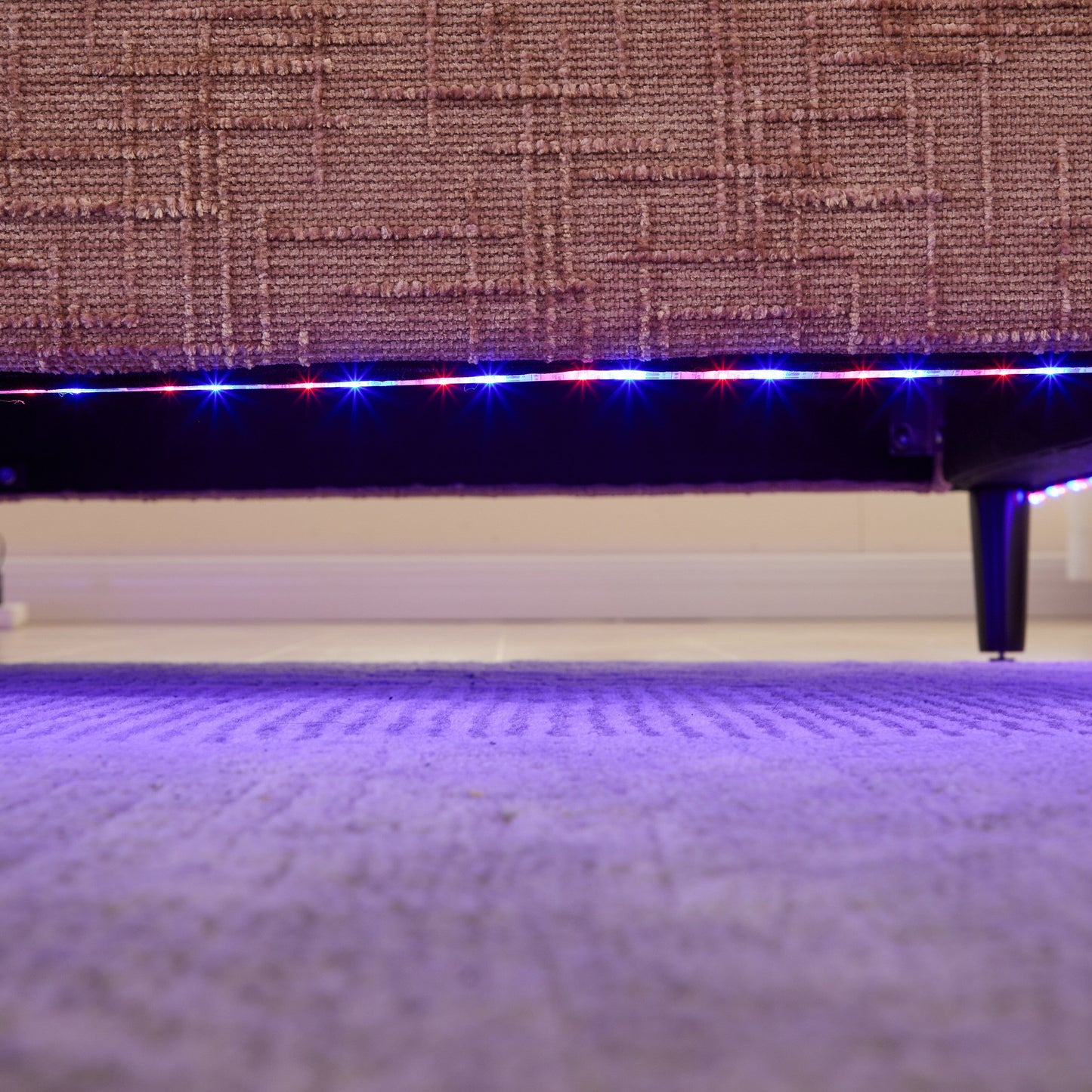 Modern Style Chenille 2-Seater Wood-Legged Sofa With Led Light,USB Charging Port And Storage Bag Living Room Bedroom Study Room