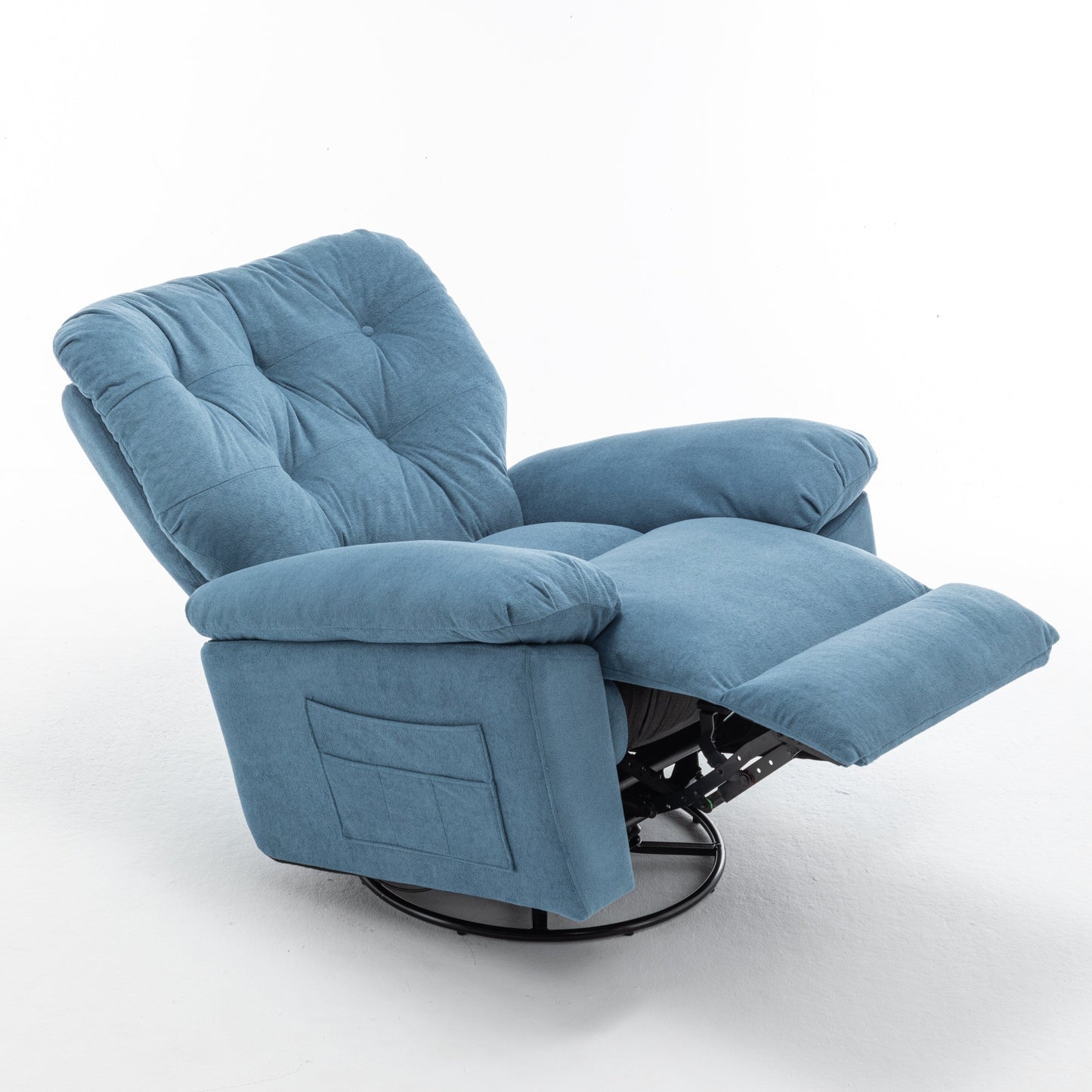 Modern Swivel Home Theatre Manual Recliner Adjustable Single Lazy Sofa with Footrest and Side Pocket