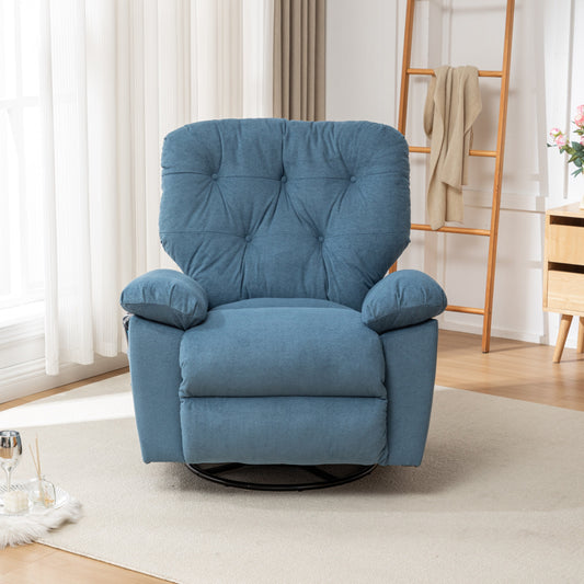 Modern Swivel Home Theatre Manual Recliner Adjustable Single Lazy Sofa with Footrest and Side Pocket