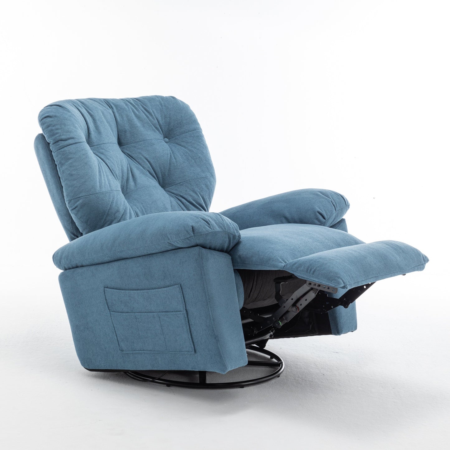 Modern Swivel Home Theatre Manual Recliner Adjustable Single Lazy Sofa with Footrest and Side Pocket