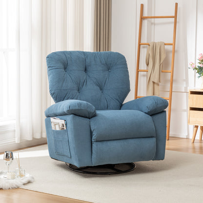 Modern Swivel Home Theatre Manual Recliner Adjustable Single Lazy Sofa with Footrest and Side Pocket