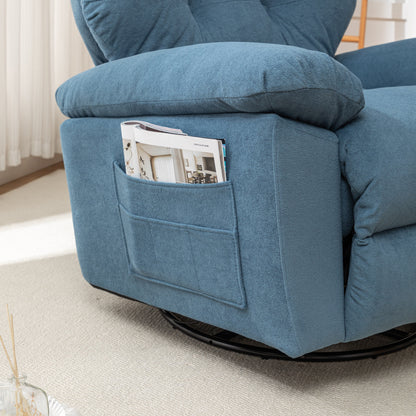 Modern Swivel Home Theatre Manual Recliner Adjustable Single Lazy Sofa with Footrest and Side Pocket