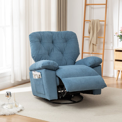 Modern Swivel Home Theatre Manual Recliner Adjustable Single Lazy Sofa with Footrest and Side Pocket