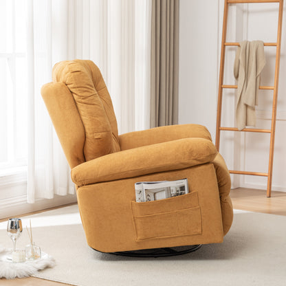 Modern Swivel Home Theatre Manual Recliner Adjustable Single Lazy Sofa with Footrest and Side Pocket