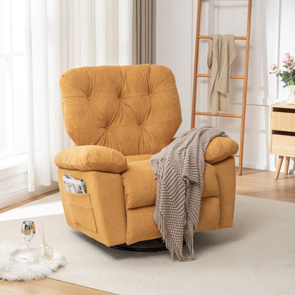 Modern Swivel Home Theatre Manual Recliner Adjustable Single Lazy Sofa with Footrest and Side Pocket