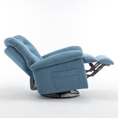 Modern Swivel Home Theatre Manual Recliner Adjustable Single Lazy Sofa with Footrest and Side Pocket
