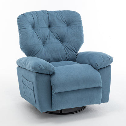 Modern Swivel Home Theatre Manual Recliner Adjustable Single Lazy Sofa with Footrest and Side Pocket