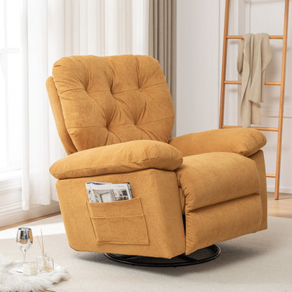 Modern Swivel Home Theatre Manual Recliner Adjustable Single Lazy Sofa with Footrest and Side Pocket