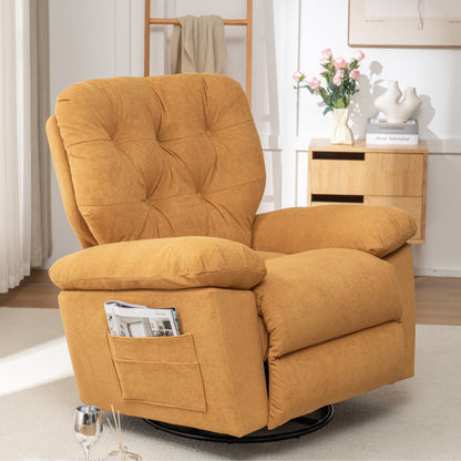 Modern Swivel Home Theatre Manual Recliner Adjustable Single Lazy Sofa with Footrest and Side Pocket