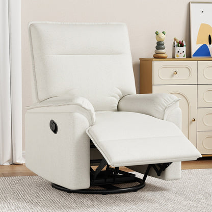 Modern Swivel Manual Recliner Chair with Upholstered and Adjustable Backrest for Living Room or Bedroom Nursery
