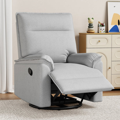 Modern Swivel Manual Recliner Chair with Upholstered and Adjustable Backrest for Living Room or Bedroom Nursery