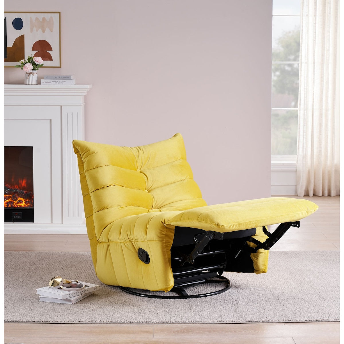 Modern Swivel Recliner with Side Pocketï¼Casual Upholstered Sofa Chair