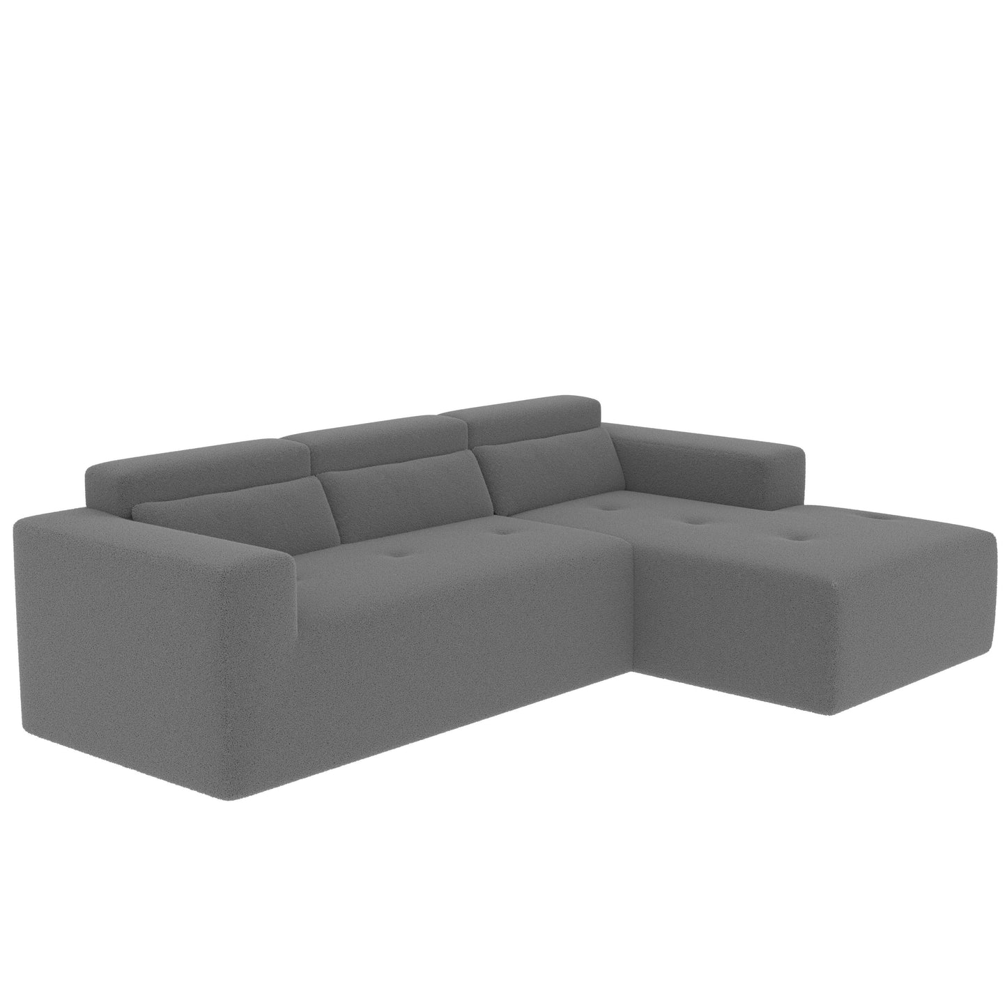 Modern Teddy Fabric L-Shaped Sectional Sofa 3-Seater Sofa Couch with Chaise and Pillows for Living Room Apartment