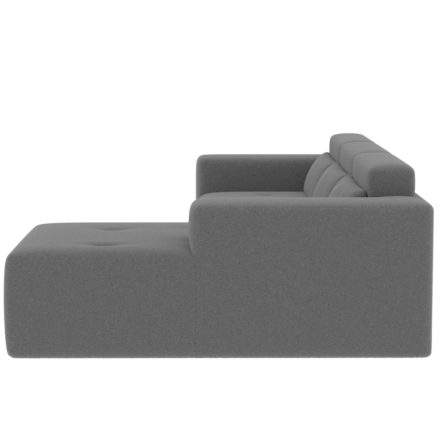 Modern Teddy Fabric L-Shaped Sectional Sofa 3-Seater Sofa Couch with Chaise and Pillows for Living Room Apartment