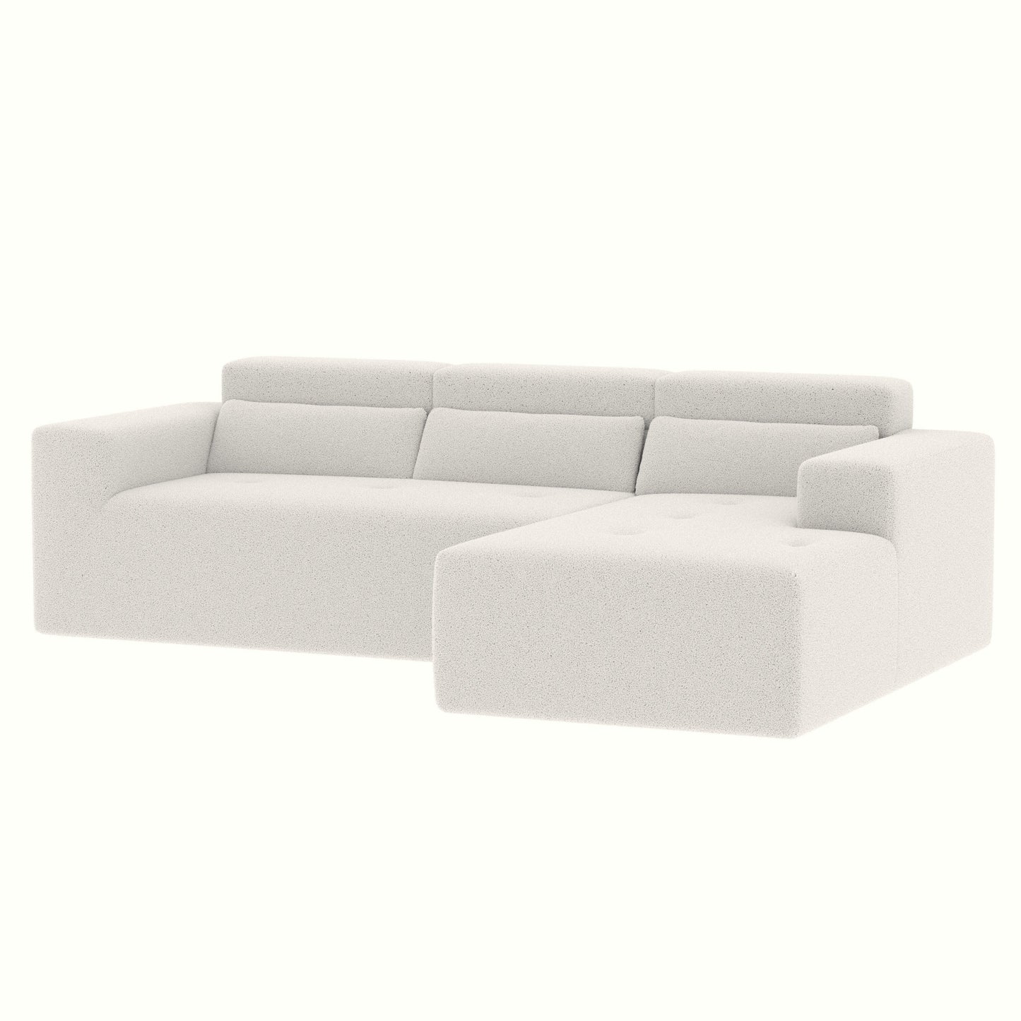 Modern Teddy Fabric L-Shaped Sectional Sofa 3-Seater Sofa Couch with Chaise and Pillows for Living Room Apartment