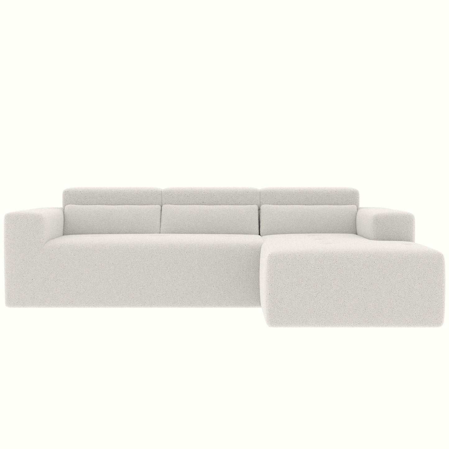 Modern Teddy Fabric L-Shaped Sectional Sofa 3-Seater Sofa Couch with Chaise and Pillows for Living Room Apartment