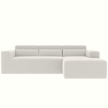 Modern Teddy Fabric L-Shaped Sectional Sofa 3-Seater Sofa Couch with Chaise and Pillows for Living Room Apartment
