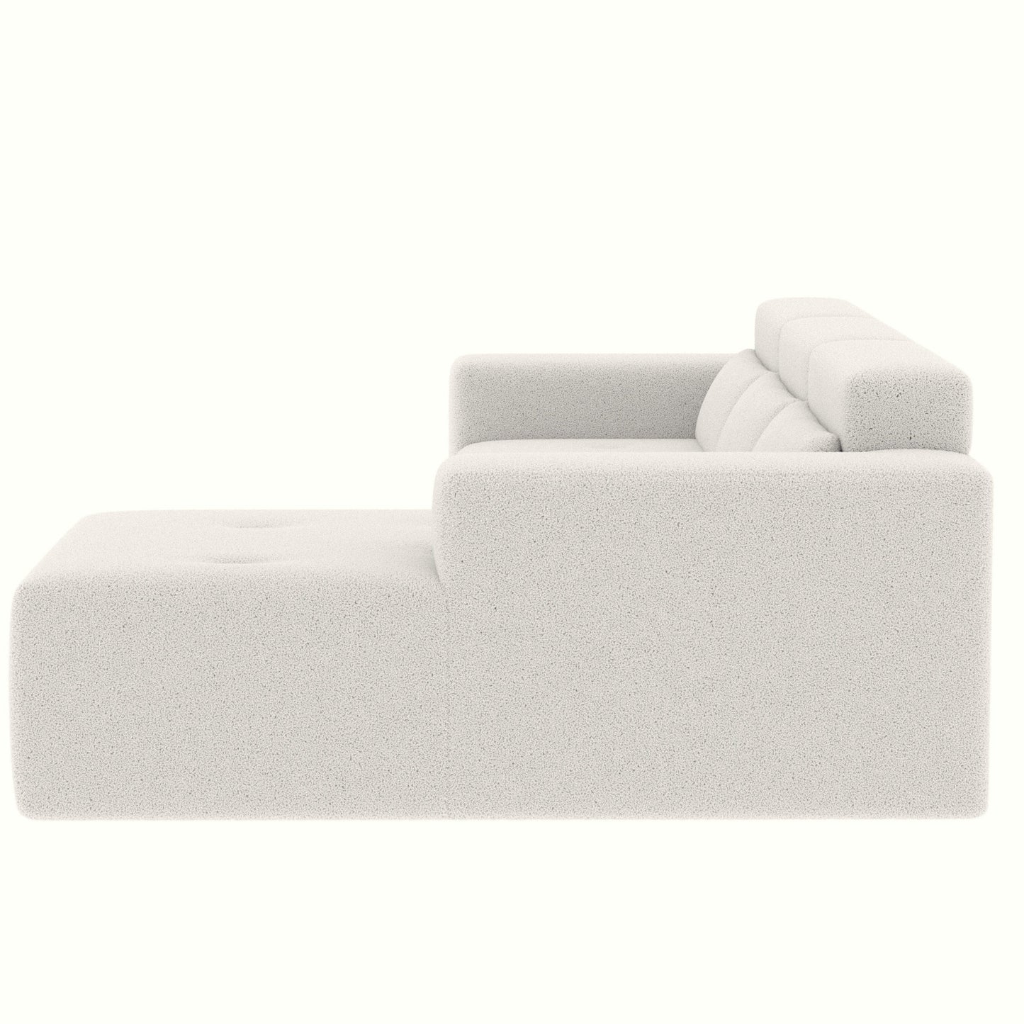 Modern Teddy Fabric L-Shaped Sectional Sofa 3-Seater Sofa Couch with Chaise and Pillows for Living Room Apartment