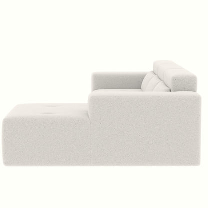 Modern Teddy Fabric L-Shaped Sectional Sofa 3-Seater Sofa Couch with Chaise and Pillows for Living Room Apartment