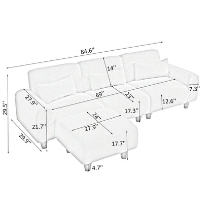 Modern Teddy Fleece Creative Sofa - Versatile Two-Seater with Single Couch and 3 Waist Pillows for Small Apartment Bedrooms